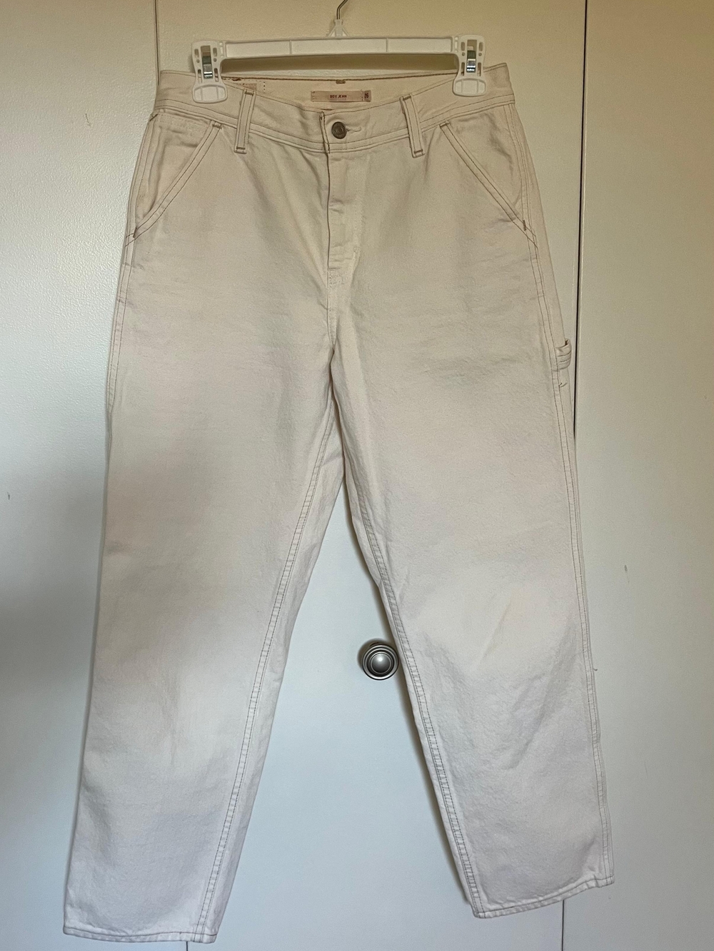 Levi's Cream Boyfriend Carpenter Jeans